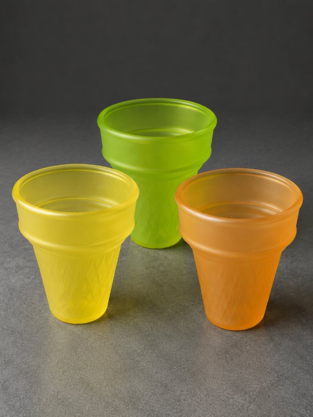 Vintage 1970s Libbey Frosted Ice Cream Cone Dessert Cups Set of 3 Retro
